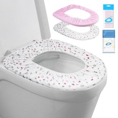Elastic Large Size Disposable Toilet Seat Covers for Travel,20 Pack Waterproof Toilet Seat Covers for Bathroom,Fit for V/U/O/Square Shape Toilet,Individually Wrapped (2 colors-D set)