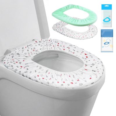 Elastic Large Size Disposable Toilet Seat Covers for Travel,20 Pack Waterproof Toilet Seat Covers for Bathroom,Fit for V/U/O/Square Shape Toilet,Individually Wrapped (2 colors-F set)