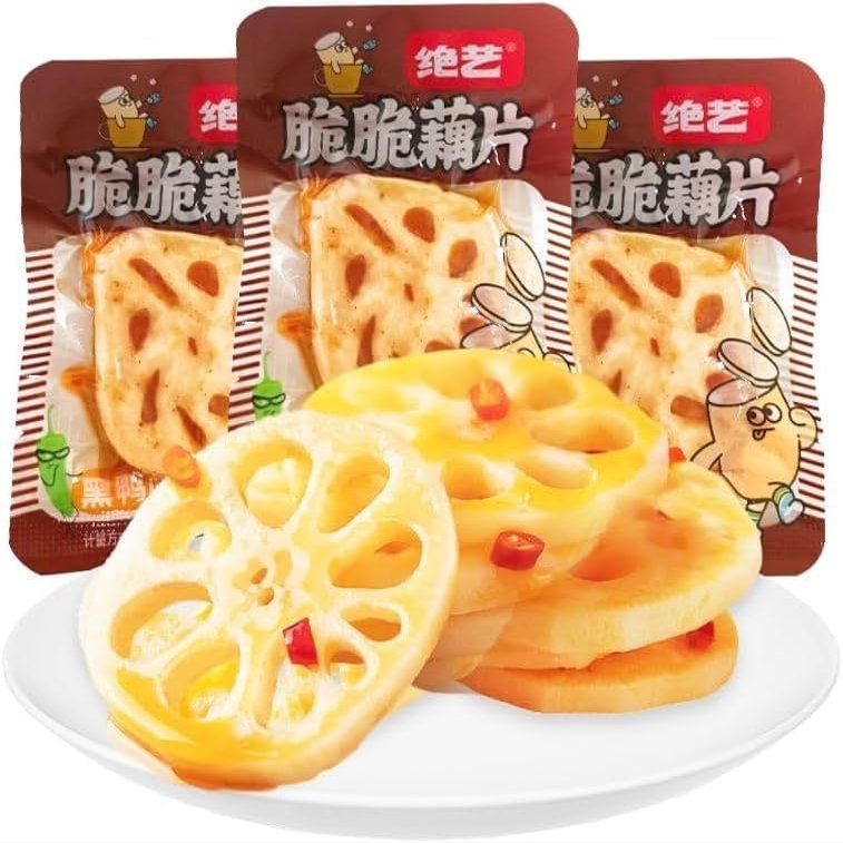 Instant Vegetables Snacks & Side Dishes, Spicy Crispy Lotus Root Slices, Pickled Vegetables, Spicys Strips Snacks, Chinese Snack Gifts, Seasoned Dishes (Sweet and Spicy Flavor,50 Bags)