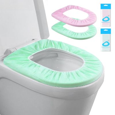 Elastic Large Size Disposable Toilet Seat Covers for Travel,20 Pack Waterproof Toilet Seat Covers for Bathroom,Fit for V/U/O/Square Shape Toilet,Individually Wrapped (2 colors-B set)