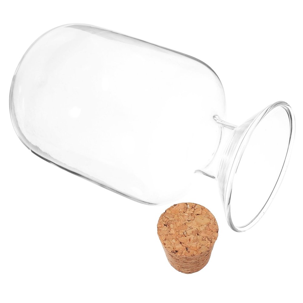 Toyvian Glass Match Storage Jar Decorative Holder with Wood Stopper
