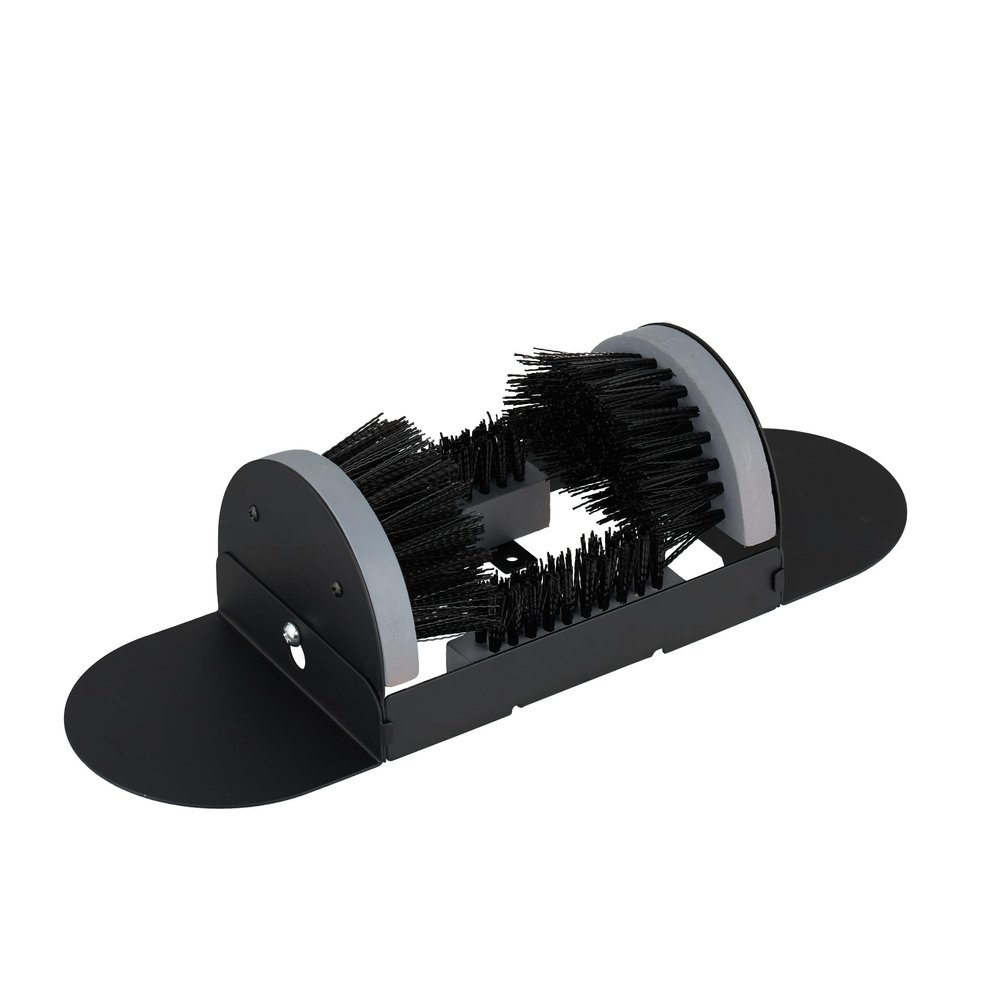Relaxdays shoe scraper with all-round brushes, outdoor doormat, robust bristles, floor mounting, black/grey
