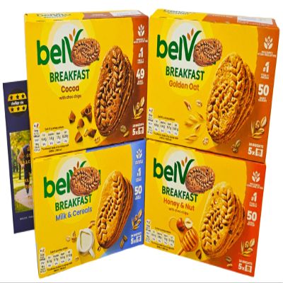 Belvita Honey and Nut, Milk & Cereals, Golden Oat and Cocoa. 225g x4 and Stellar Six Healthy Living Tips
