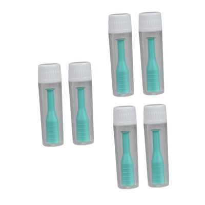 BIUDECO 6pcs Green Abs Lenses Suction Cup Inserter Remover with Bottle, Portable and Easy to Clean Hard Lens Holder for Travel and Holiday Use