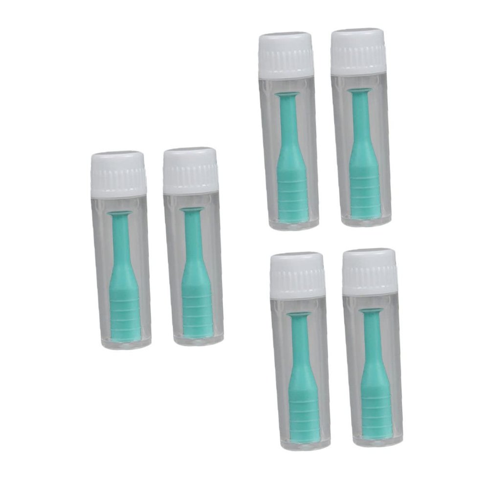 BIUDECO 6pcs Green Abs Lenses Suction Cup Inserter Remover with Bottle, Portable and Easy to Clean Hard Lens Holder for Travel and Holiday Use