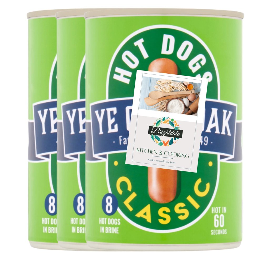 Canned Hot Dog Bundle for 3 Pack of Ye Olde Oak Standard Hot Dogs 400g + Brightdale Kitchen Booklet