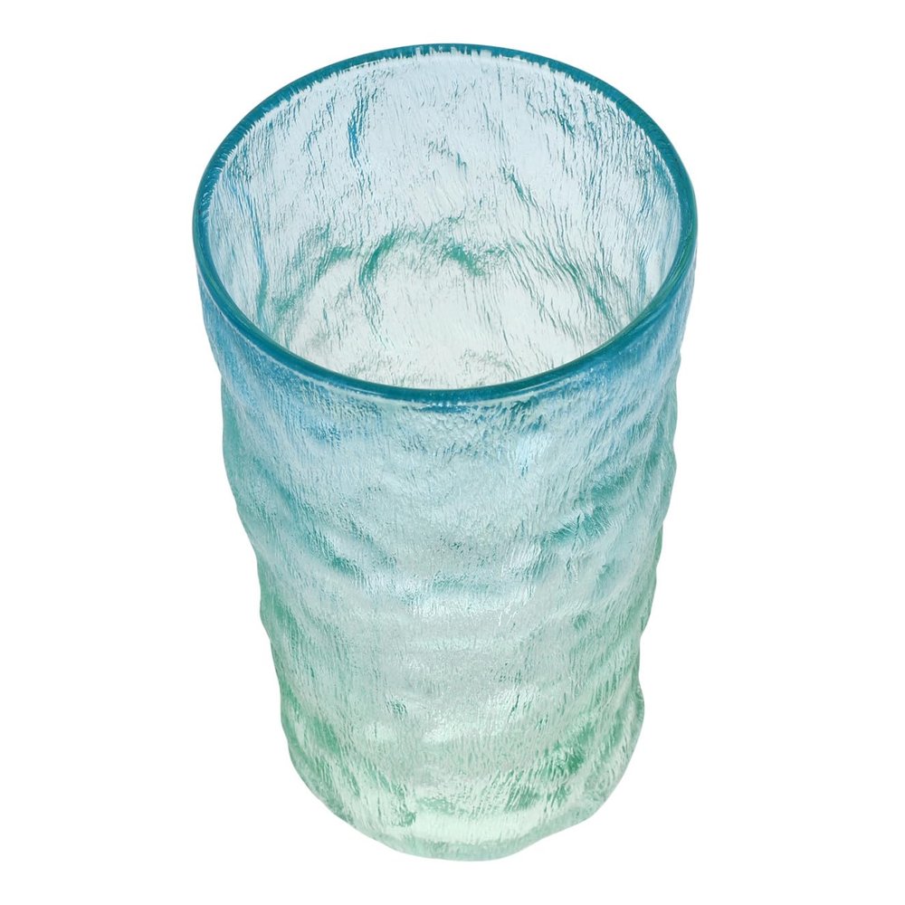 SECFOU Water Cup Drinking Glass with Glacier Gradient Pattern Blue Glass Creative Easy to Clean Suitable for Juice for Parties and Birthdays