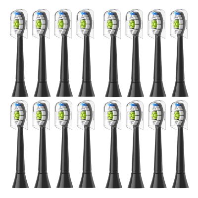 4/8/12/16pcs Replacement Toothbrush Heads Compatible with Philips Replacement Electric Brush Head 4100 6500 6100 7500 5300 1100(16pcs Black)