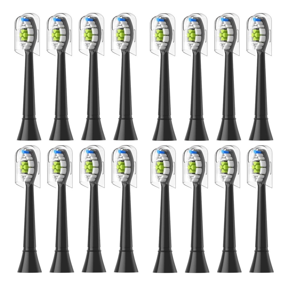 4/8/12/16pcs Replacement Toothbrush Heads Compatible with Philips Replacement Electric Brush Head 4100 6500 6100 7500 5300 1100(16pcs Black)
