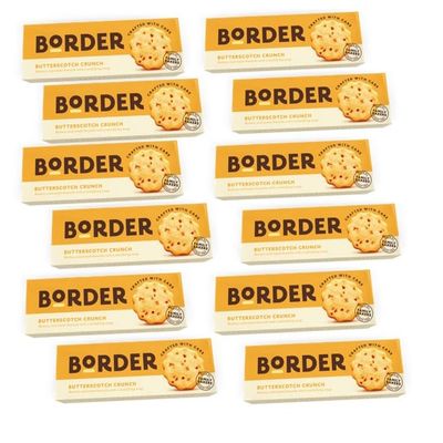 Border Biscuit Butterscotch Crunch - Made with Real Butter & Butterscotch - Deliciously Cumbly & Moreish Crunchy Flavour Cookies Treat - Perfect Food Gift for Biscuit Lovers 135g (Pack of 12)