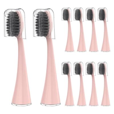 10pcs Replacement Brush Heads,Compatible for Burst Pro Electric Toothbrush(10pcs Pink)