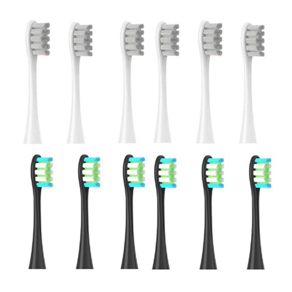 12PCS Replacement Tooth Brush Heads,Compatible for Oclean X/X PRO/ Z1/ F1/ One/Air 2 /SE Sonic Soft Electric(6 Grey 6 Black)
