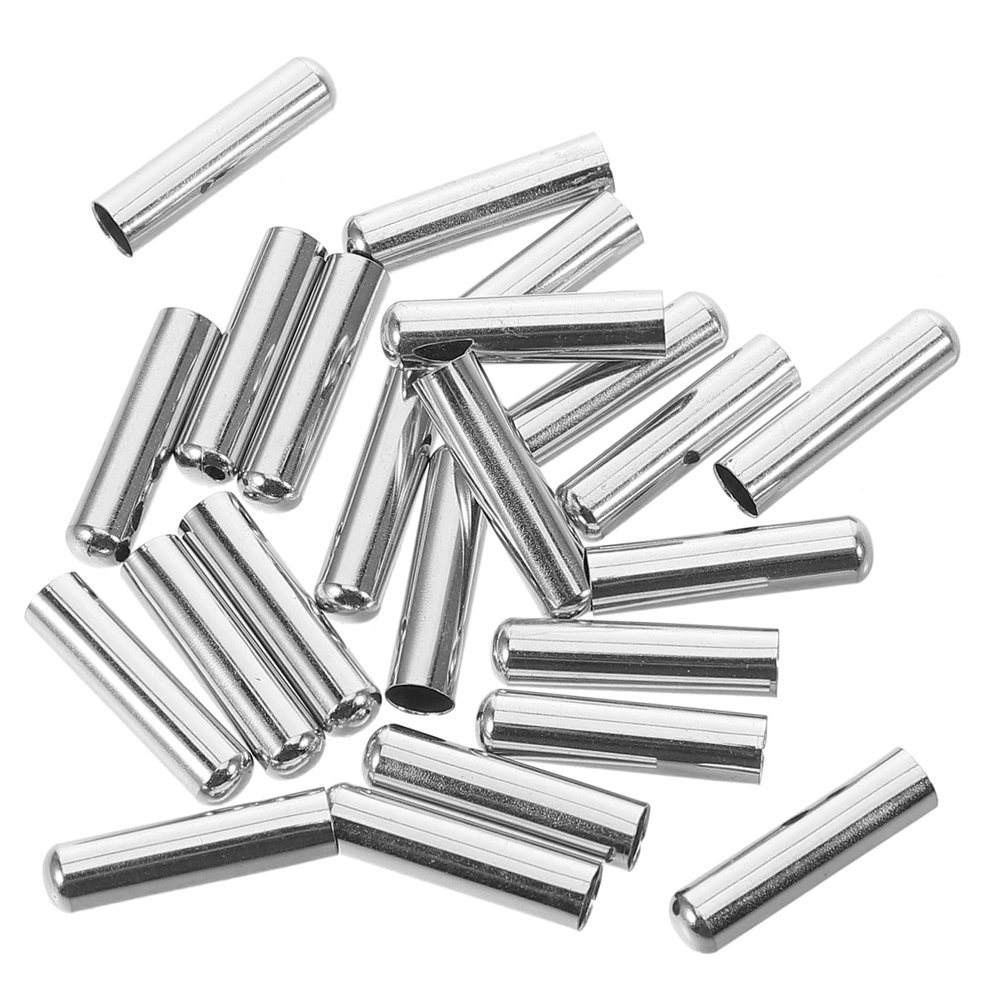 MUELODSIC 50pcs Metal Shoe Lace Caps DIY Shoelace Repair Kit Alloy Drawstring Ends Tips for Sneakers and Boots White 5mm X 20mm Cord Lock Accessories for Shoelace Replacement