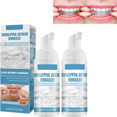 Dental Foam Braces Cleaner Cleaning Foam for Cleans, New Whitening Formula for Aligners, Retainers, Nightguards, Braces & Dentures