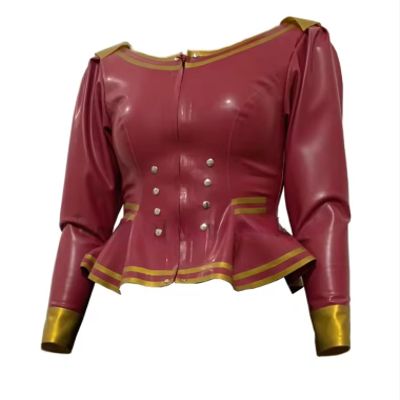 100% Latex Top Shirt Woman Court Style 3D Cutting Customizable Size and Color,Men,S