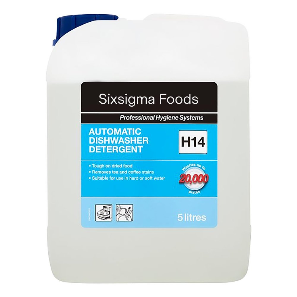 Sixsigma Foods Automatic Dishwasher Detergent H14 5 Litres - Ideal for Homes & Commercial Kitchens Powerful, Fast-Acting & Effective Cleaning Solution for Sparkling Dishes