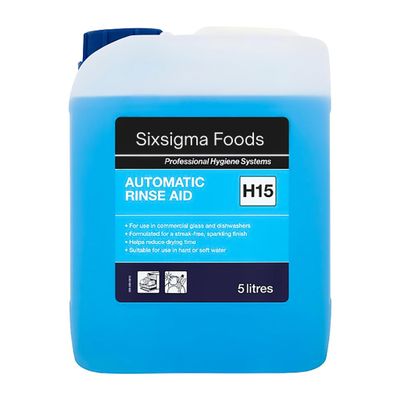 Sixsigma Foods Automatic Rinse Aid H15 5 litres - Ideal for Homes & Commercial Kitchens Fast-Drying, Streak-Free Shine for Dishes, Glassware & Cutlery - Perfect Powerful, Long-Lasting Solution