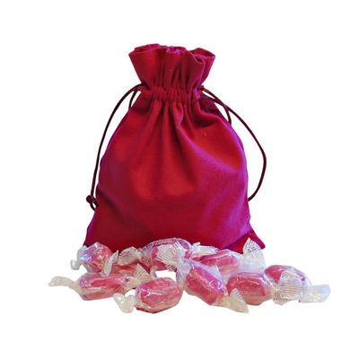 250g Red Cotton Bag of Strawberry Sherbets Sweets