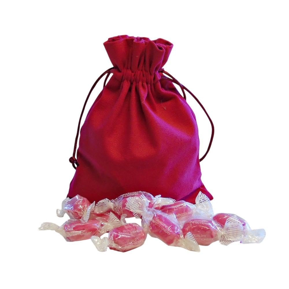 250g Red Cotton Bag of Strawberry Sherbets Sweets