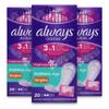 Always Dailies 3in1 Comfort Dryness Odour Control Normal Single Pantyliners Individually Wrapped (Pack of 3) view 1