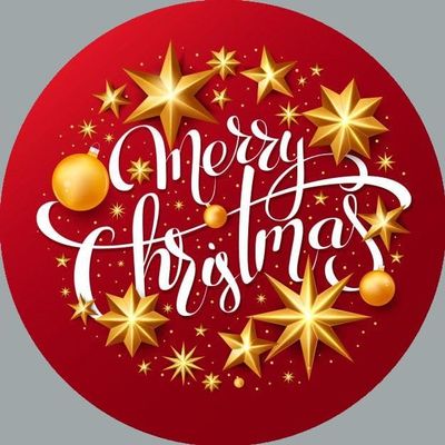 Round Edible Cake Topper Merry Christmas Design 5/7.5 Inch Festive Decoration on Wafer/Icing (7.5 Inch, Wafer Pape)