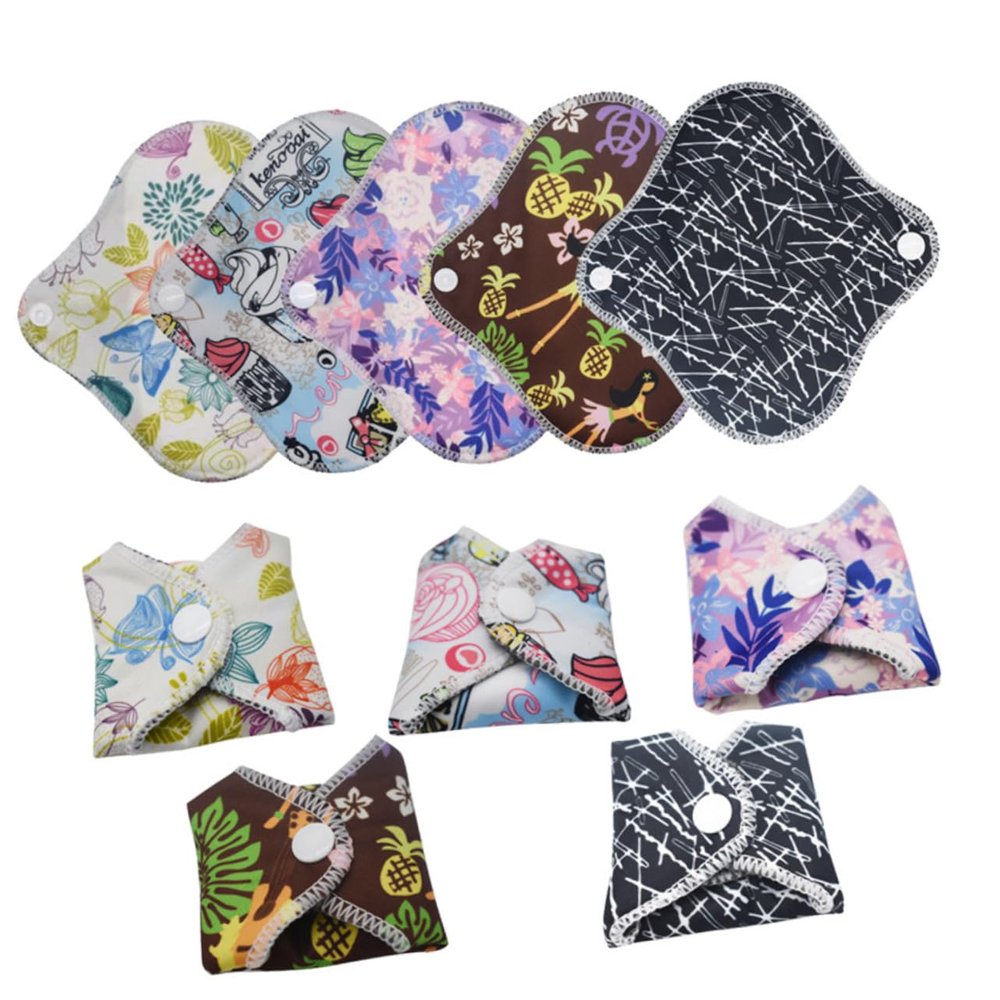 ARTSEWPLY Reusable Bamboo Charcoal Menstrual Pads with Bag Washable Sanitary Pads and Panty Liners for Women Breathable Absorbent Bamboo Fiber with Wings and Buckle for Secure Fit for