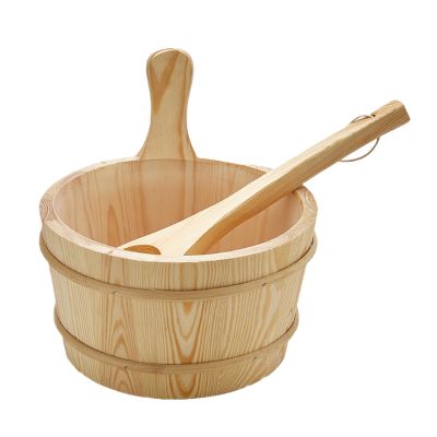 Rukjmqi Sauna Bucket, Sauna Wellness Accessories - Dense Wood Shower Accessories 4L Capacity Bath Utensils for Home Garden Outdoor Steam Room Bathroom House Hotel House