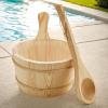 Rukjmqi Sauna Bucket, Sauna Wellness Accessories - Dense Wood Shower Accessories 4L Capacity Bath Utensils for Home Garden Outdoor Steam Room Bathroom House Hotel House view 3
