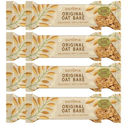 Oatopia Original Flapjack Bars Oat Bake 60g Pack of 8, Snack Bars, Wholegrain Oats, Soft Flapjack Texture, Guilt-Free Energy Snack, Breakfast & Holiday Essentials