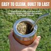 DON MATE Yerba Mate Cup and Bombilla Set Handmade Imperial Mate Algarrobo Yerba Mate Kit with Bombilla Straw Imperial Algarrobo Wooden Mate view 4