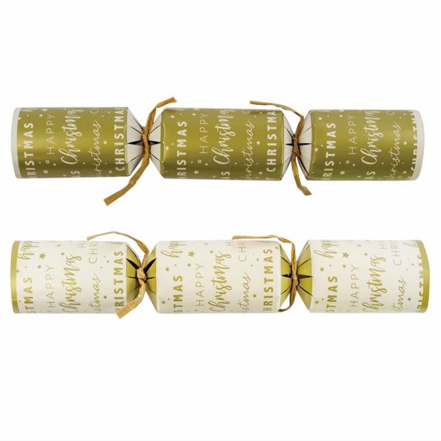 Parkers Foodservice Tom Smith Cream & Gold Script Christmas Crackers 10" (25cm) Pack of 100 | Premium Festive Party Crackers XTOMCCC5A002