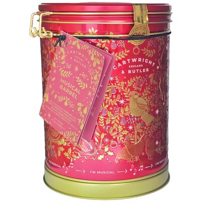 Cartwright & Butler Christmas Biscuit Tin, 400g, 12 Days of Christmas Collection, Musical Festive Design Barrel