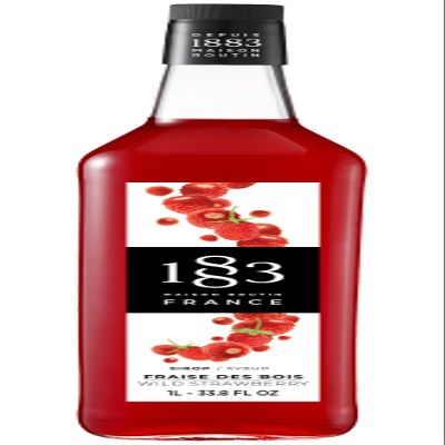 1883 Maison Routin Premium Wild Strawberry Syrup Natural Syrup, Ideal for Cocktails & Mocktails, Iced Teas, Desserts & More Vegan-Friendly, Allergen-Free, No Preservatives 1L Glass Bottle
