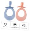 Gogogmee 2 Pcs Silicone Toothbrush with Rotating Brush for Molar Cleaning Non-Slip Handle Training Tool Soft Cartoon Teething Plaything view 3