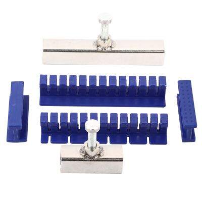 Dent Car Repair Tool Set Vehicle Dent Removal Kit Bridge Type Puller Glue Pulling Tabs Stainless Steel Slots Quick Easy Repairing Tools for Auto Body Dents Blue Silver ABS Metal