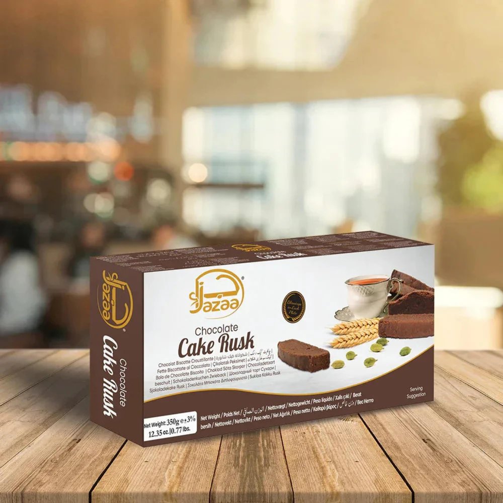 Jazaa Chocolate Cake Rusk 350g | Blessings in Each Plate | Halal | Breakfast and Tea Time Snacks | Delightfully Smooth & Delicious