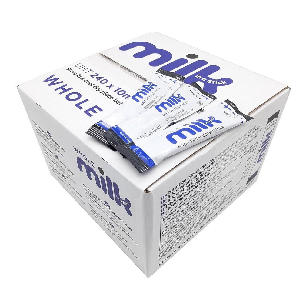 Lakeland UHT Whole Milk Sticks 10ml (Pack of 240) | Long-Life Whole Milk Portions | Ideal for Tea, Coffee & Catering | Perfect for Hot Drinks