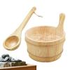 Qfdiwr Water Bucket and Sauna Ladle | Sauna Spa Accessory, Wooden Waterproof Capacity 4L Capacity Shower Supplies and Bath Tools for Garden Outdoor Steam Rooms Apartment view 1