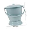 Healvian Unisex Chamber Pot Set 2pcs with Lid, Portable Plastic Urinal Pot for Adults and Children, Bedside Toilet Spittoon for Camping and Home Use, Gray and Blue view 2