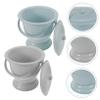 Healvian Unisex Chamber Pot Set 2pcs with Lid, Portable Plastic Urinal Pot for Adults and Children, Bedside Toilet Spittoon for Camping and Home Use, Gray and Blue view 3
