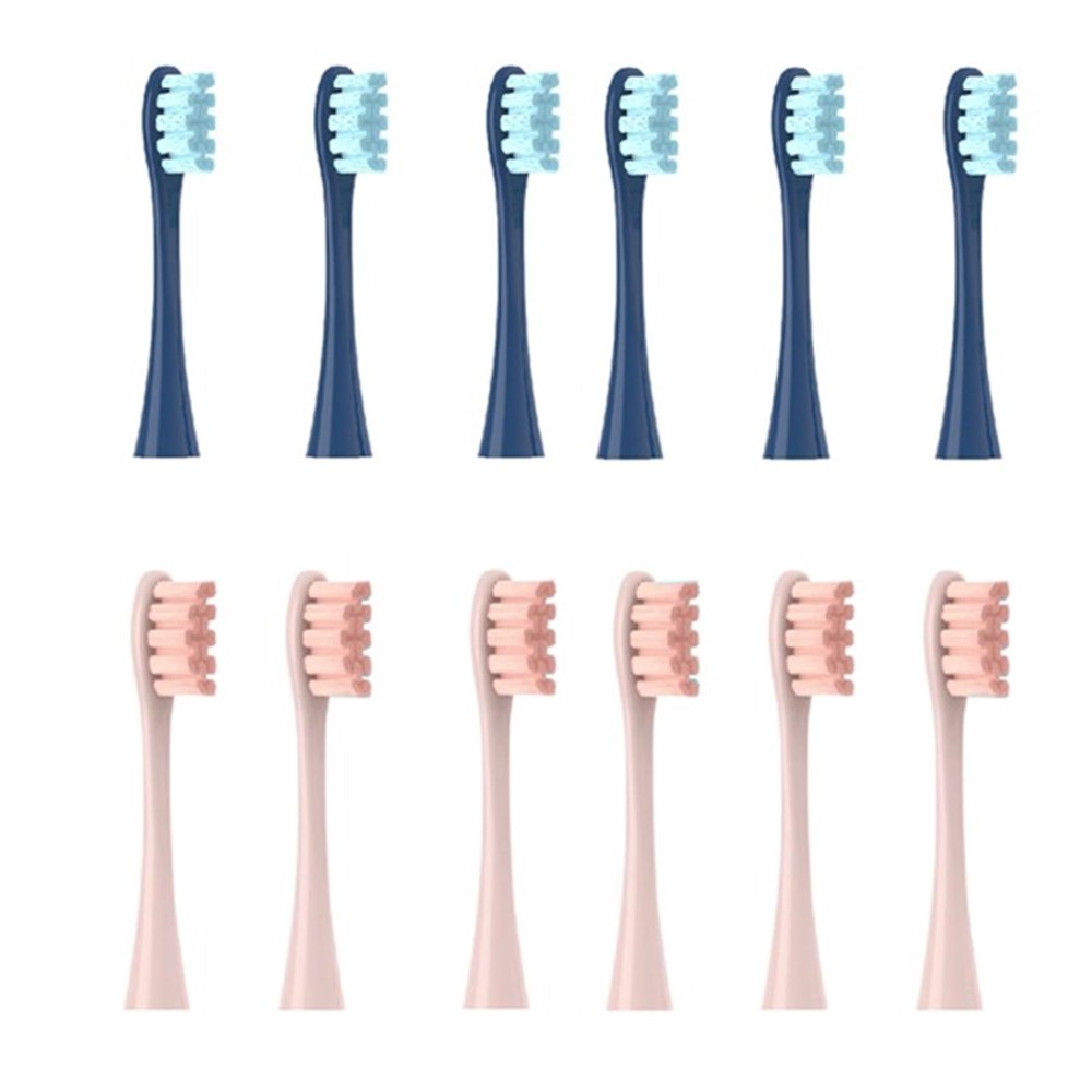 12PCS Replacement Tooth Brush Heads,Compatible for Oclean X/X PRO/ Z1/ F1/ One/Air 2 /SE Sonic Soft Electric(6 Dark Blue 6 Pink)