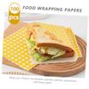 TOYANDONA Greaseproof Paper Convenient Food Wrappers 100pcs Oil-Proof Yellow Yellow Gingham Check Pattern Sandwich Wrapping Papers for Cafes and Restaurants view 4