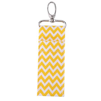 Wave Pattern Lipstick Holder Keychain Chapstick Pouch Bag Girls Gift Yellow Grey Black Rose Light Purple Navy Blue Size 14.5cm Material Pure Cotton Metal Fastener Galvanized Mini (Yellow)