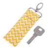 Wave Pattern Lipstick Holder Keychain Chapstick Pouch Bag Girls Gift Yellow Grey Black Rose Light Purple Navy Blue Size 14.5cm Material Pure Cotton Metal Fastener Galvanized Mini (Yellow) view 3