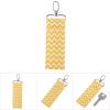 Wave Pattern Lipstick Holder Keychain Chapstick Pouch Bag Girls Gift Yellow Grey Black Rose Light Purple Navy Blue Size 14.5cm Material Pure Cotton Metal Fastener Galvanized Mini (Yellow) view 4