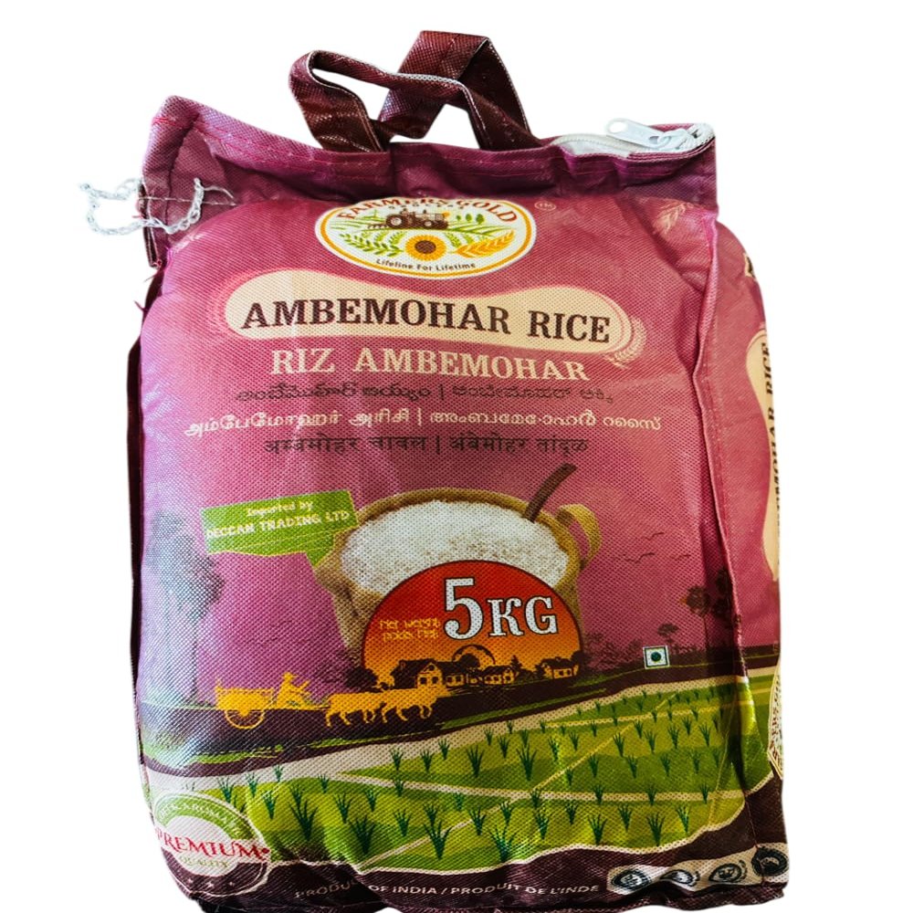 Farmers Gold Ambemohar Rice 5kg | Premium Aromatic Short Grain from Maharashtra | Soft & Fragrant for Traditional Cooking