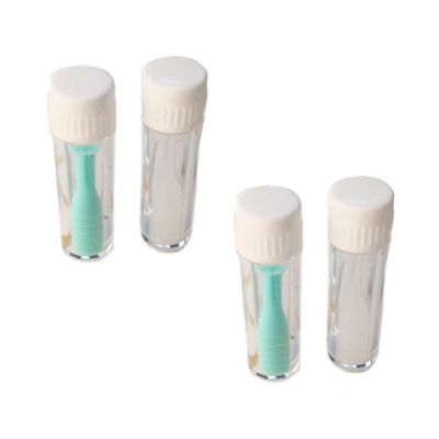 CALLARON Lenses Suction Stick and Remover Tweezer 4pcs Set with Case for Contact Lens Handling Home Travel Use (2 White + 2 Green