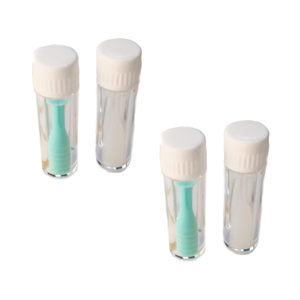 CALLARON Lenses Suction Stick and Remover Tweezer 4pcs Set with Case for Contact Lens Handling Home Travel Use (2 White + 2 Green