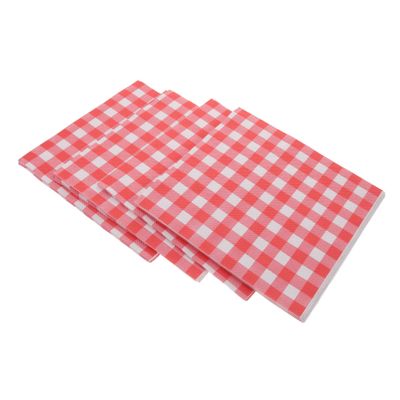 MUELODSIC 100pcs Greaseproof Food Wrapping Paper Sheets Checkered Wax Basket Liners Non-Stick Oilproof for BBQ Party Catering Snack Bars Picnic