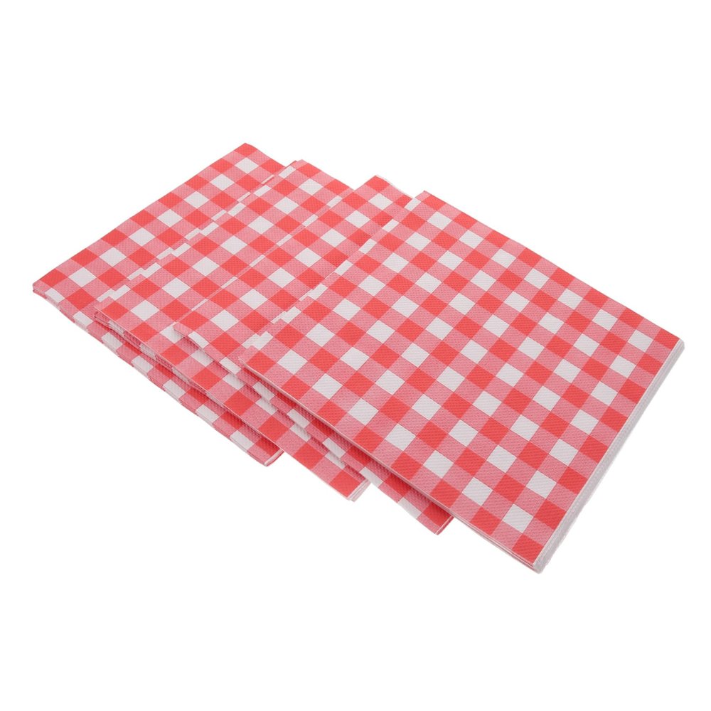 MUELODSIC 100pcs Greaseproof Food Wrapping Paper Sheets Checkered Wax Basket Liners Non-Stick Oilproof for BBQ Party Catering Snack Bars Picnic